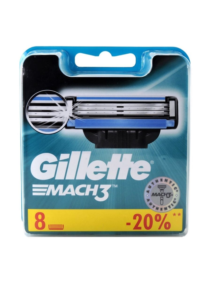 1-1 Сменные кассеты Gillette Mach3 8 шт. — изображение 1