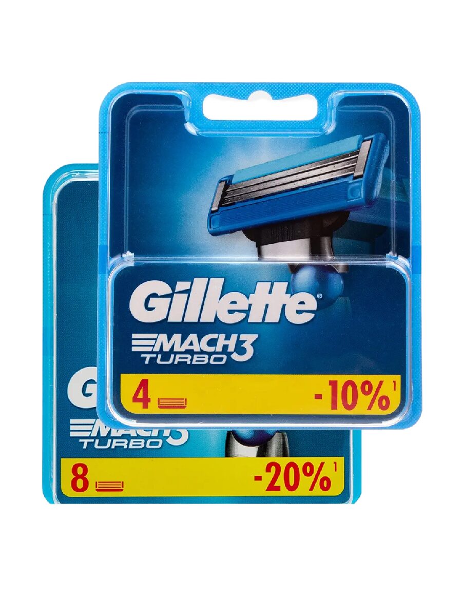 Mach3 Turbo -12шт. Сменные кассеты Gillette Mach3 Turbo 12 шт. — изображение 1